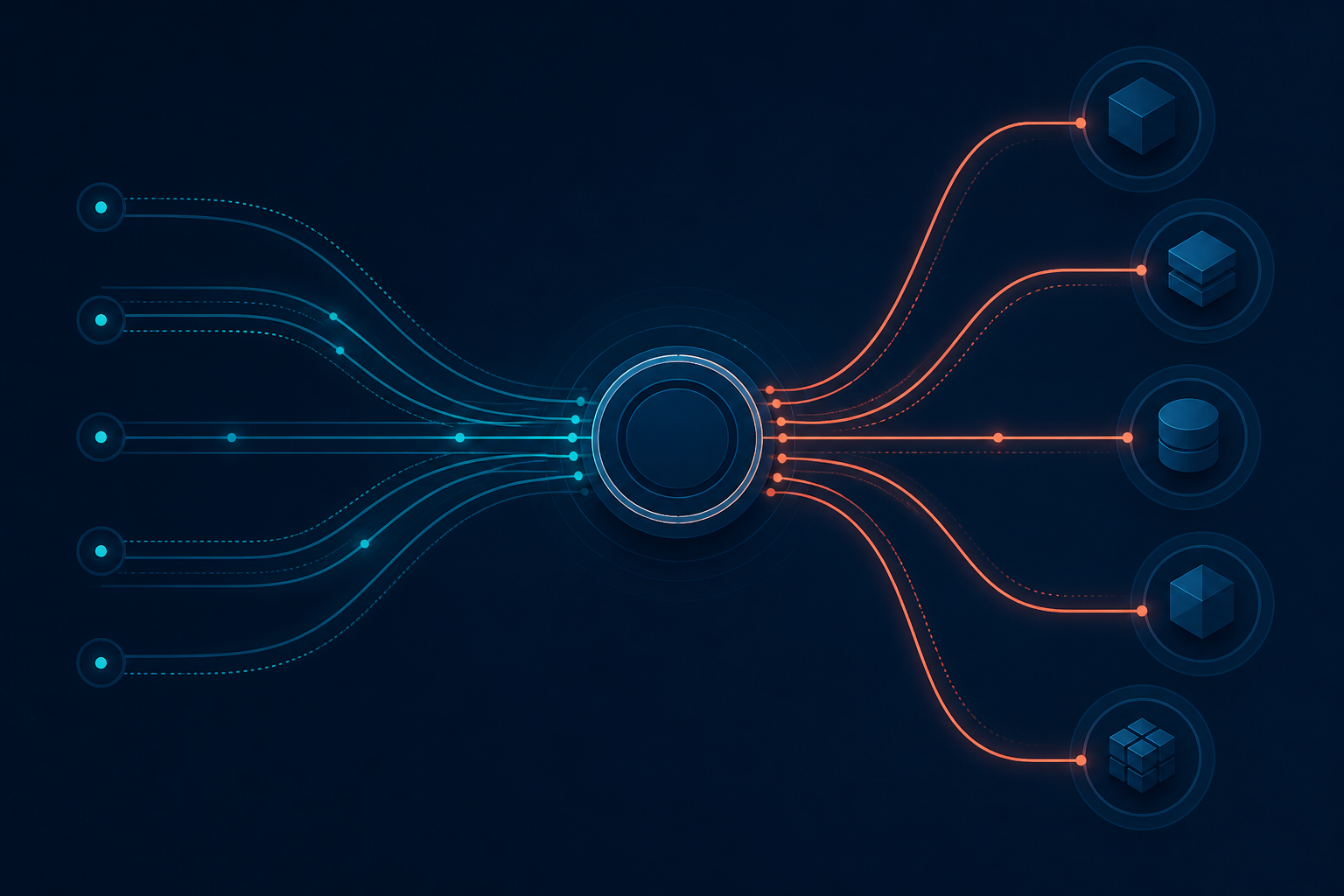 Gateway routing hub distributing to services